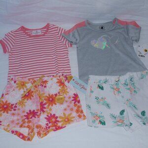 Lot of 4 Summer Hanna Andersson Janie Jack Body Glove T-shirt Shorts Sz 3t 90 Pi